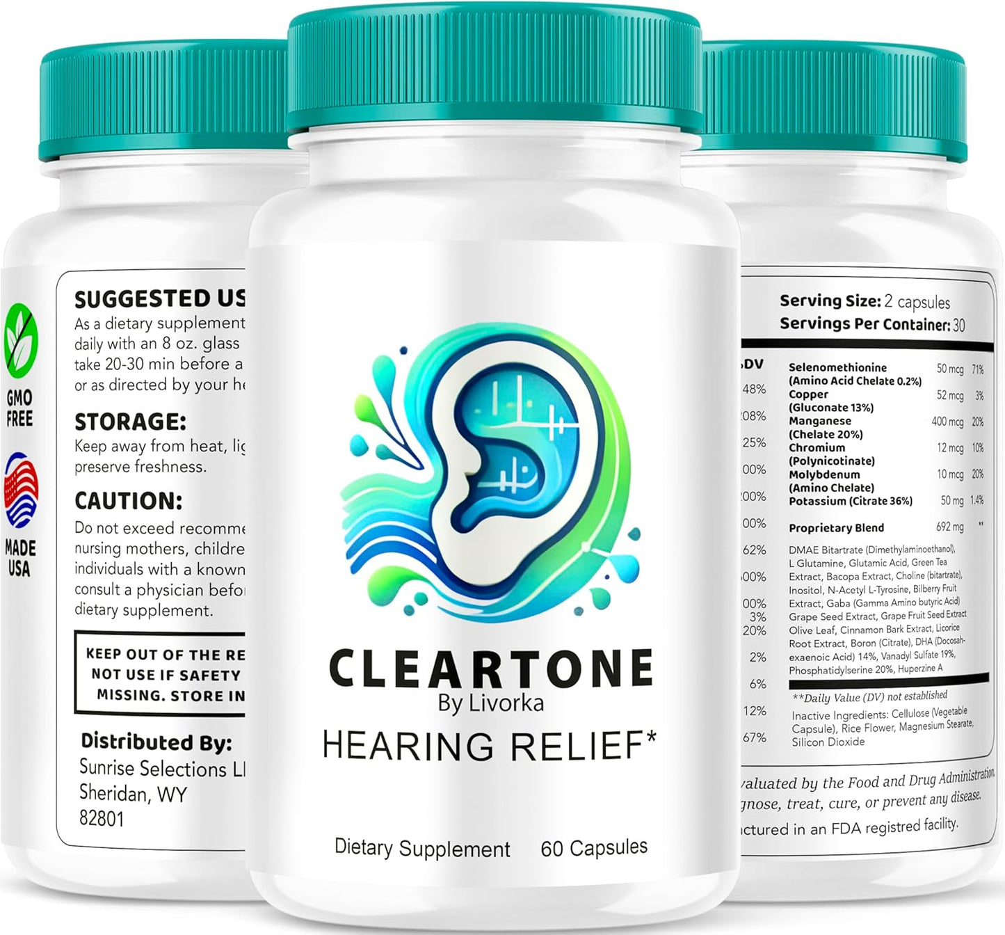 3 Pack of LIVORKA Cleartone Capsules for Advanced Hearing Health - 180 Pills for 3 Months