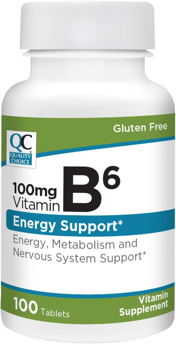 3 Pack of Quality Choice Vitamin B6 100mg Tablets - 100 Count Bottles