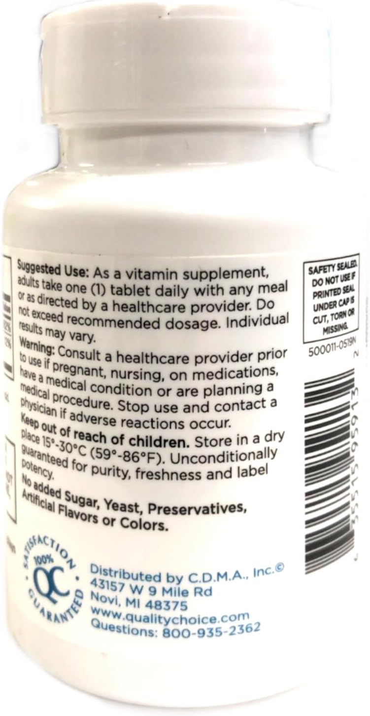 3 Pack of Quality Choice Vitamin B6 100mg Tablets - 100 Count Bottles