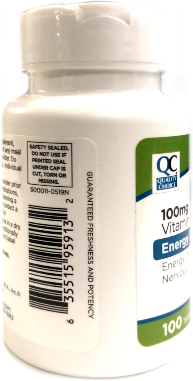 3 Pack of Quality Choice Vitamin B6 100mg Tablets - 100 Count Bottles