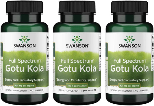 3 Pack of Swanson Gotu Kola 435mg Capsules for Mental Clarity and Memory Support