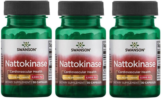 3 Pack of Swanson Nattokinase 2000 Fibrinolytic Units 100mg Enzyme Capsules