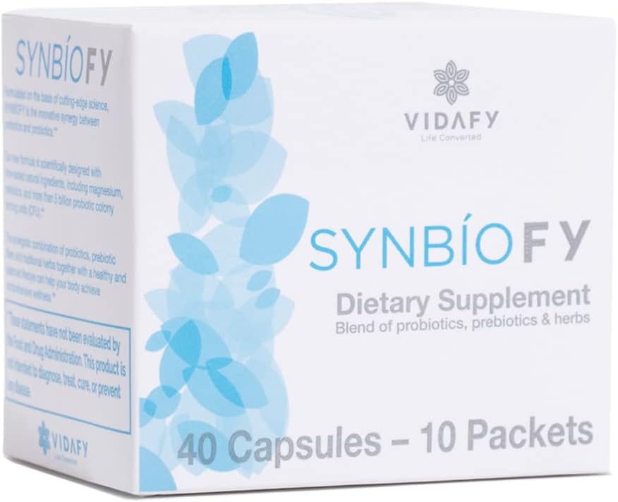 3 Pack of Vidafy Synbiofy Natural Supplements with 120 Capsules - Probiotic Formula for Gut Health and Immune Support