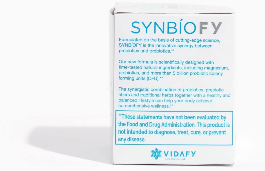 3 Pack of Vidafy Synbiofy Natural Supplements with 120 Capsules - Probiotic Formula for Gut Health and Immune Support