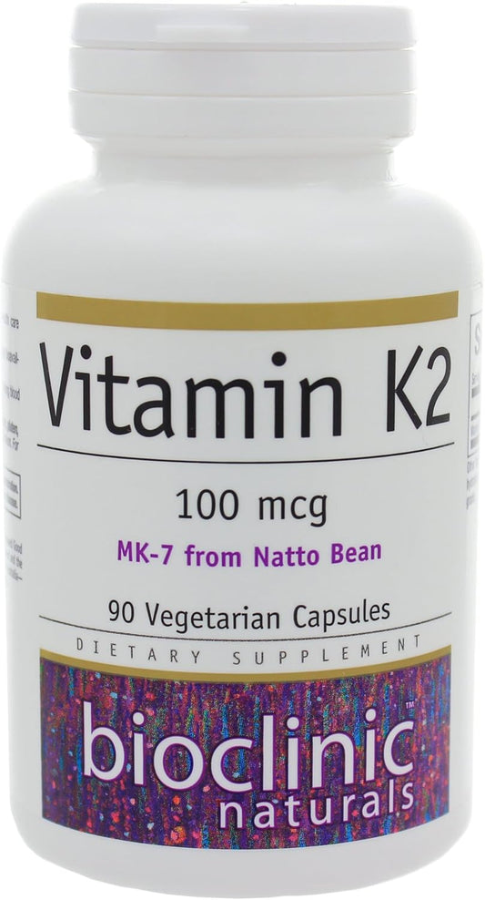 3 Pack of Vitamin K2 100mcg Capsules - Bioclinic Naturals - 270 Capsules in Total