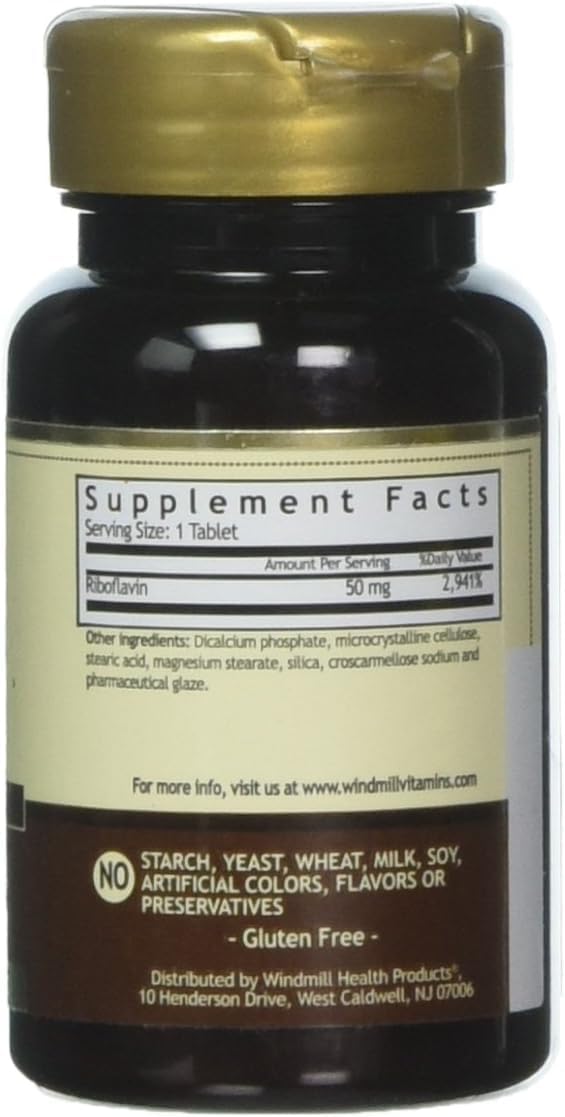 3 Pack of Windmill Vitamin B-2 50 mg Tablets - 100 Tablets per Pack