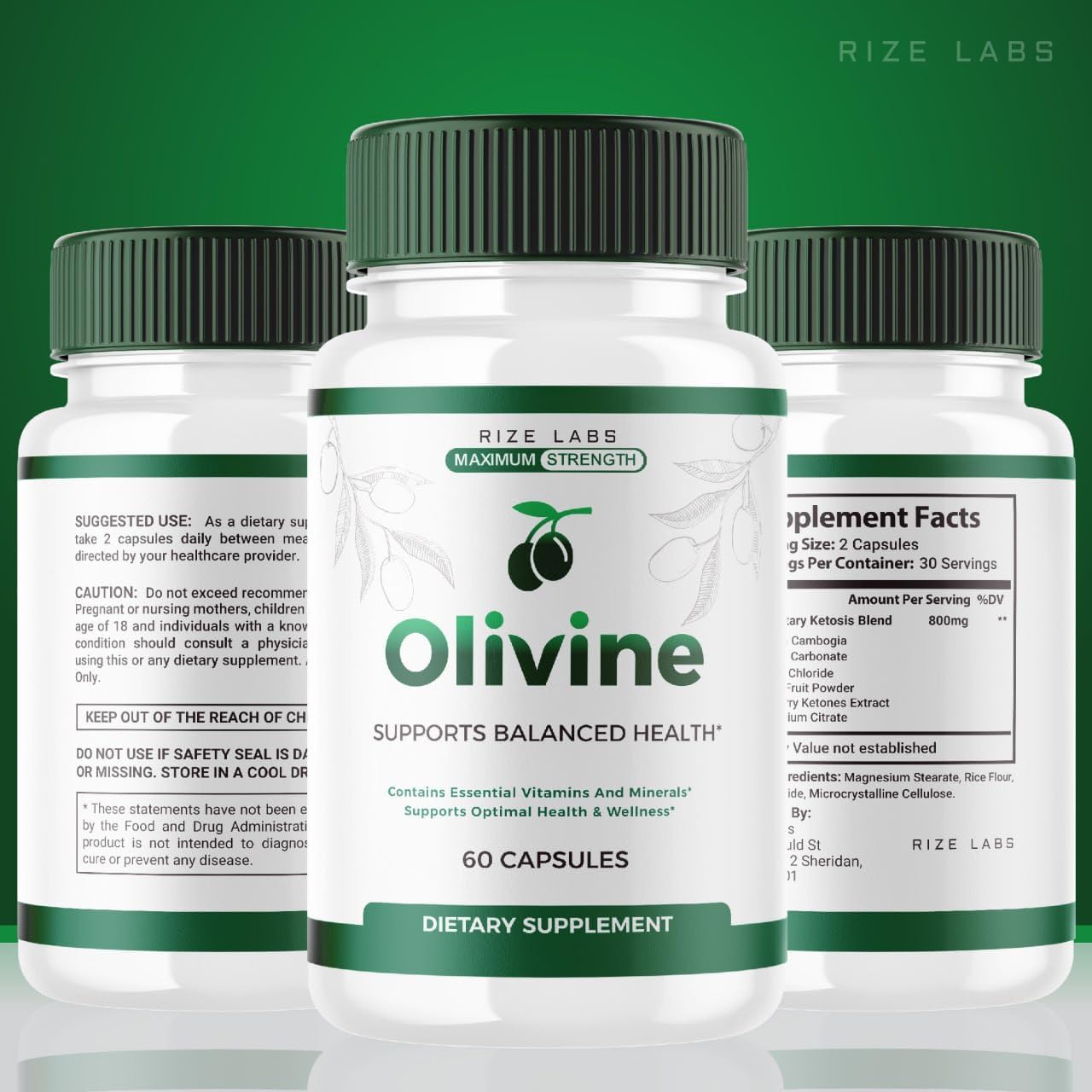 3 Pack Olivine Slimming Formula Supplement - Superfood Capsules for Total Body Wellness & Leaner Physique - 180 Capsules