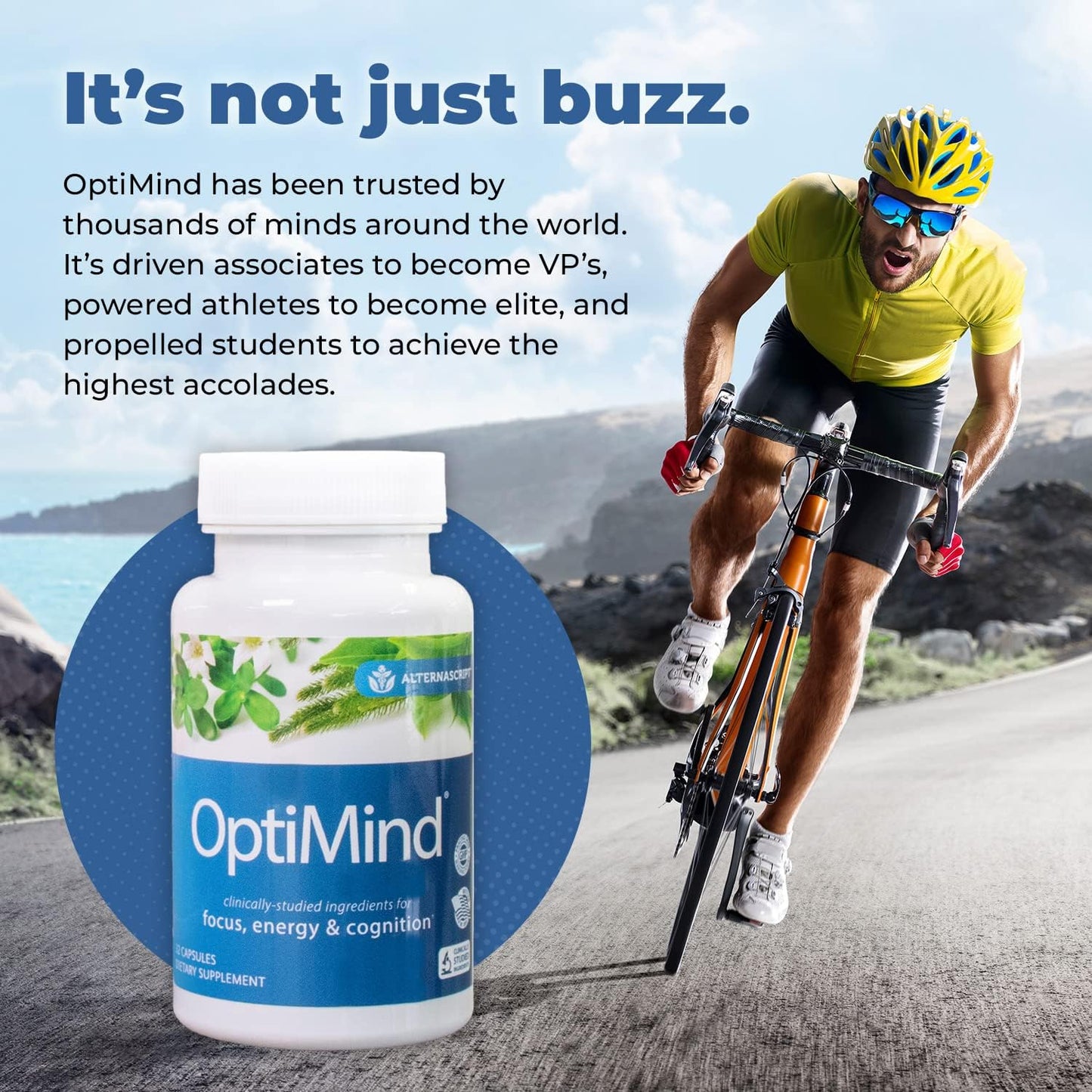 3-Pack Optimind Nootropic Brain Supplement for Enhanced Focus, Memory, and Energy - Bacopa, Tyrosine, Huperzine A, GABA - 96 Capsules