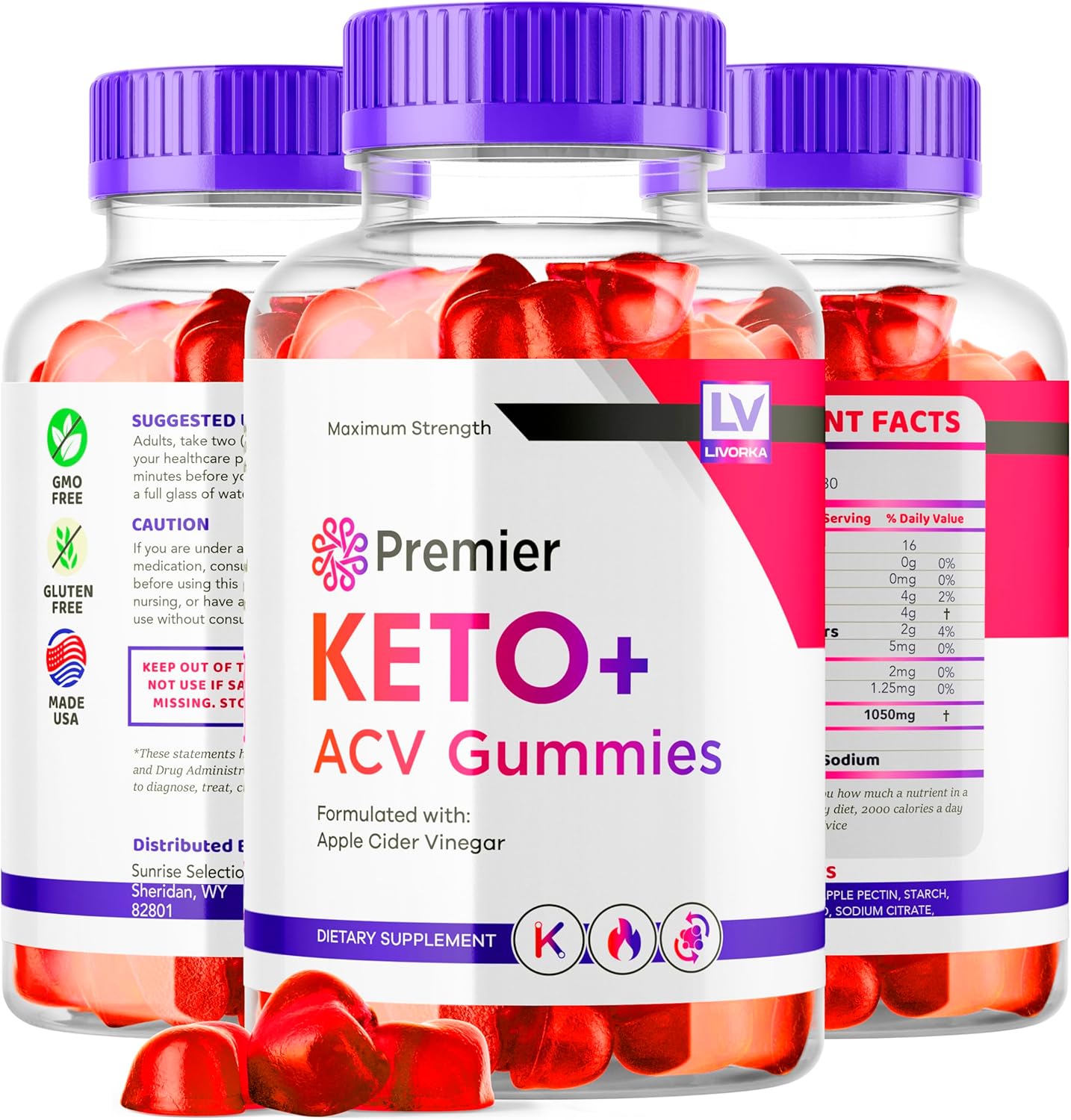3 Pack Premier Keto Plus ACV Gummies for Weight Loss - Premier Keto Gummy Extreme Pack of 3 Months