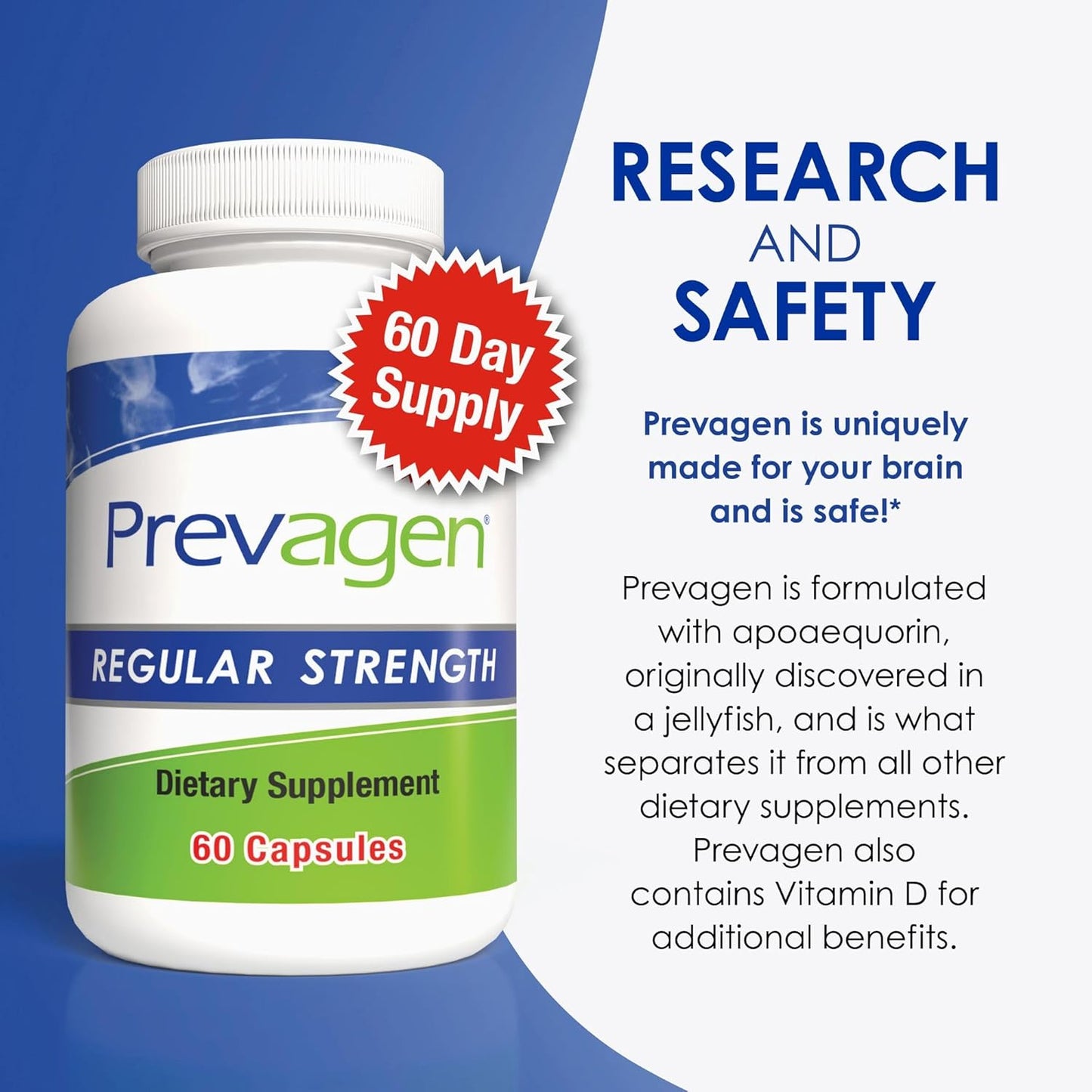 3 Pack Prevagen Regular Strength 10mg Capsules with Apoaequorin & Vitamin D + Storage Box