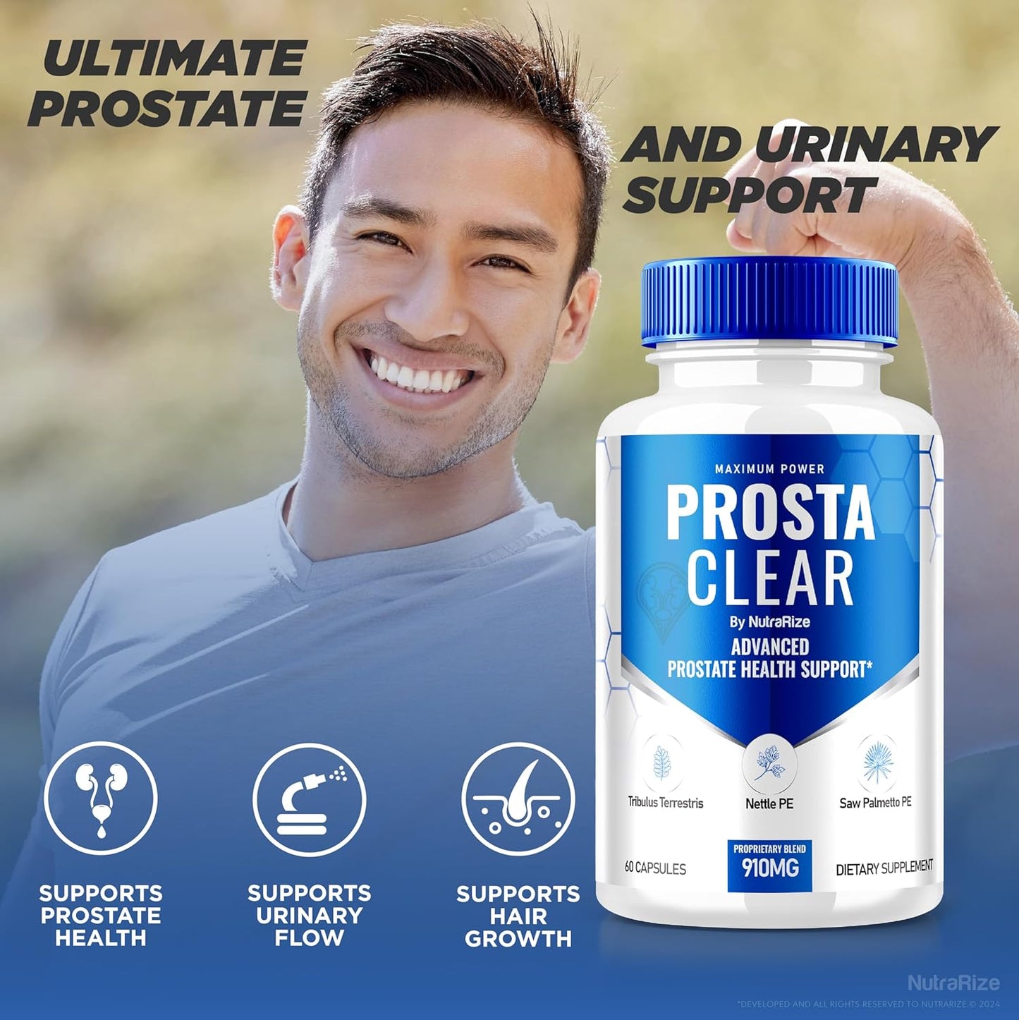 3-Pack Prosta Clear Supplement for Prostate Health - Natural Capsules for Overall Wellness - 180 Pills - NutraRize ProstaClear Reviews