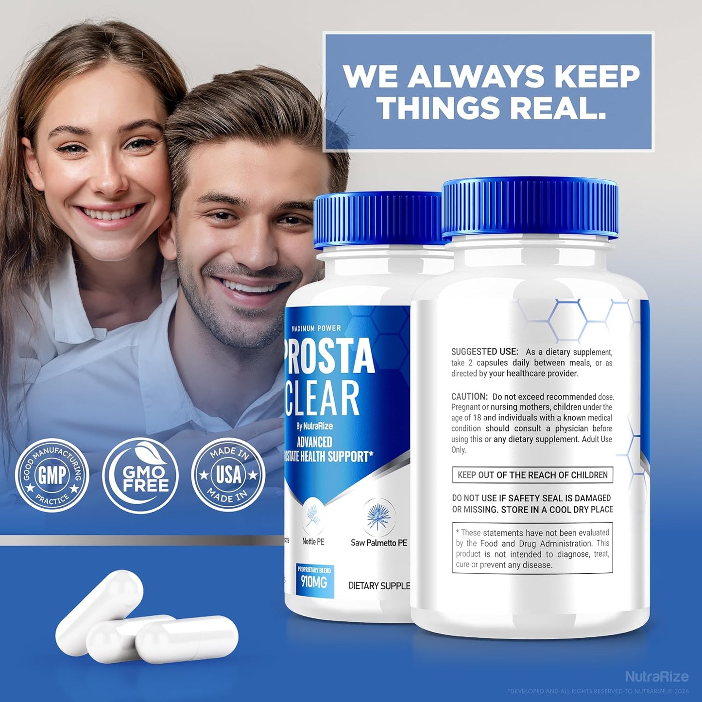 3-Pack Prosta Clear Supplement for Prostate Health - Natural Capsules for Overall Wellness - 180 Pills - NutraRize ProstaClear Reviews