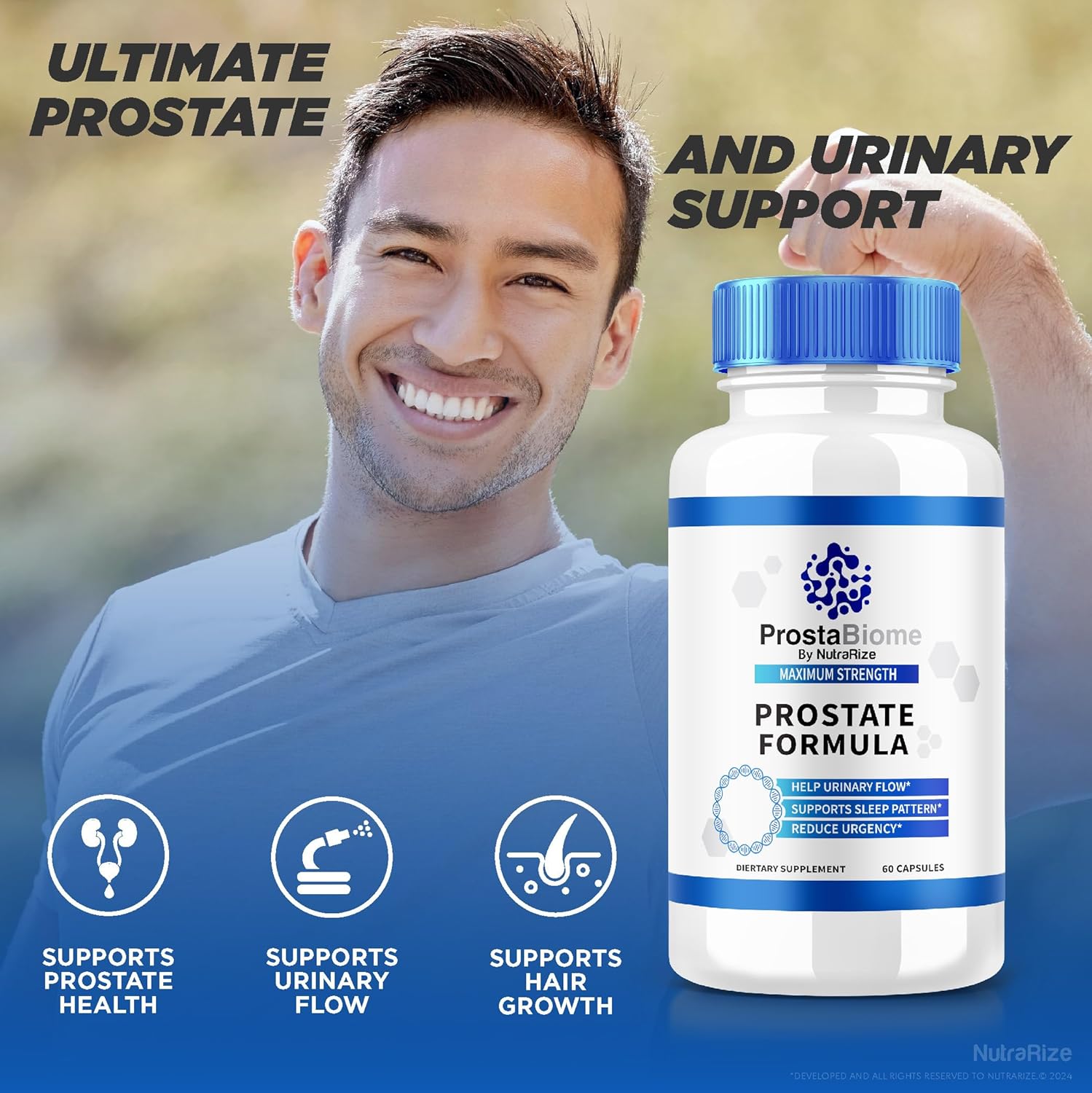 3 Pack ProstaBiome Prostate Support Capsules - Natural Energy and Relief Supplement - Maximum Strength Pills for Control - 180 Capsules