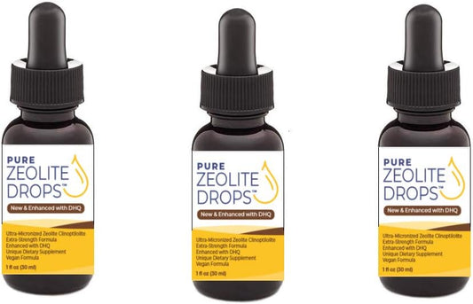 3 Pack Pure Zeolite Drops with Fulvic & Humic Acid for Immune & Gut Support - Bioavailable Liquid Suspension with DHQ