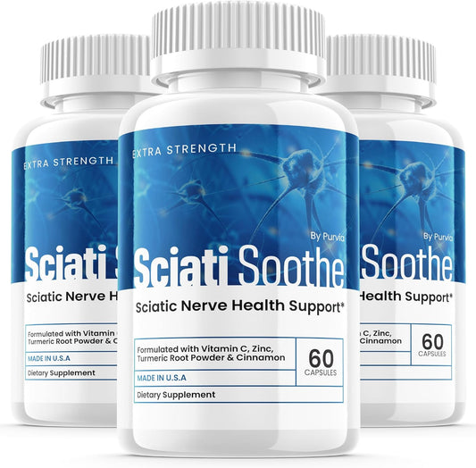 3-Pack Purvia Sciatisoothe Capsules for Sciatica Nerve Health - Advanced Wellness Support Formula (180 Capsules)