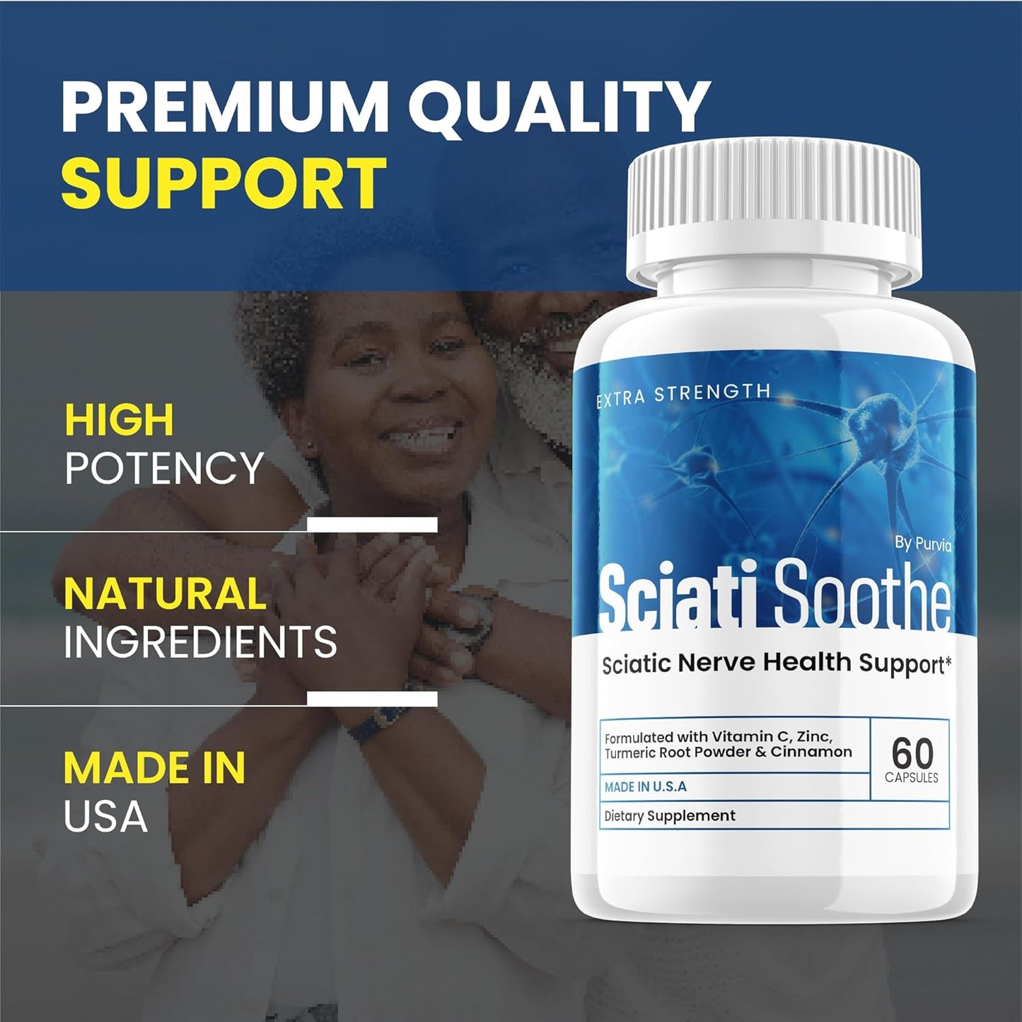 3-Pack Purvia Sciatisoothe Capsules for Sciatica Nerve Health - Advanced Wellness Support Formula (180 Capsules)