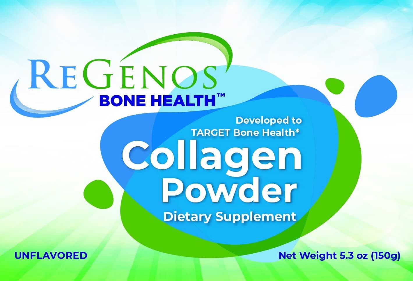 3 Pack ReGenos Bone Health Collagen Powder Supplement, Hydrolyzed Bioactive Collagen Peptides, Unflavored Protein - Gluten Free & Kosher - 30 Day Supply