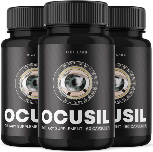 (3 Pack) Rize Labs Ocusil Capsules - Eye Supplement for Concentration, Focus, and Healthy Eyes - 180 Capsules