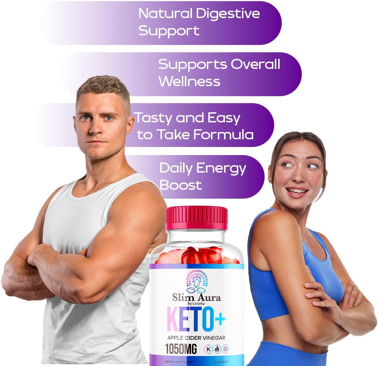 3 Pack SlimAura Keto ACV Gummies - Apple Cider Vinegar Supplement for Weight Loss - 180 Gummies for 3 Months Supply