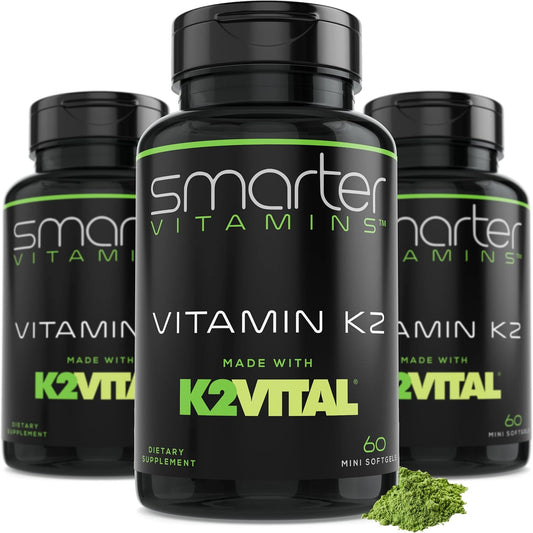3 Pack SmarterVitamins Vitamin K2 MK7 100mcg with K2VITAL & Kale, 180 Softgels