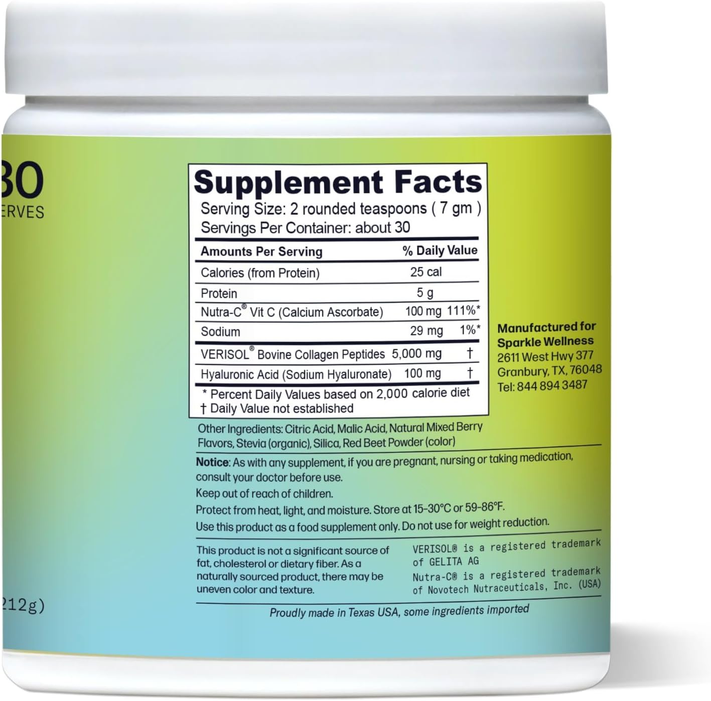 3-Pack Sparkle Wellness Skin Boost Plus (Mixed Berry) - Collagen Powder with VERISOL Peptides, Vitamin C, and Hyaluronic Acid for Improved Skin Elasticity