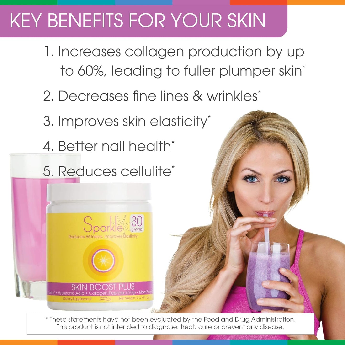 3-Pack Sparkle Wellness Skin Boost Plus (Mixed Berry) - Collagen Powder with VERISOL Peptides, Vitamin C, and Hyaluronic Acid for Improved Skin Elasticity