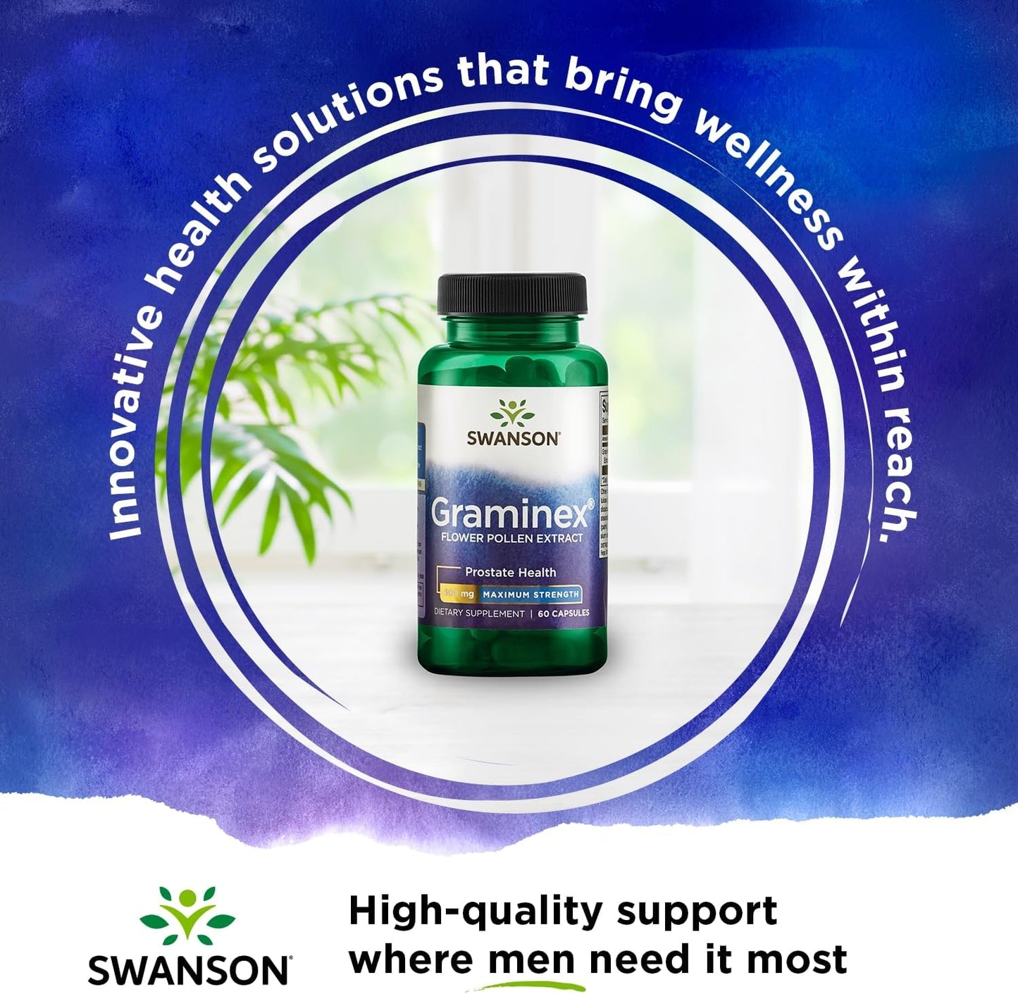3-Pack Swanson Graminex Flower Pollen Extract Capsules for Men's Prostate, Urinary Tract, and Kidney Health - Maximum Strength Supplement