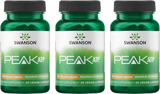 3 Pack Swanson Maximum Strength Peak ATP Supplement - Boost Cellular Energy, Improve Physical Performance and Vitality