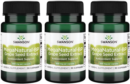 3 Pack Swanson Meganatural-Bp Grape Seed Extract Capsules - 300mg