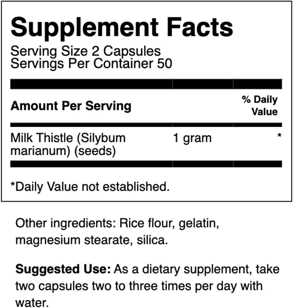 3-Pack Swanson Milk Thistle Capsules - Herbal Liver Support Supplement for Overall Health (100 Capsules, 500mg)