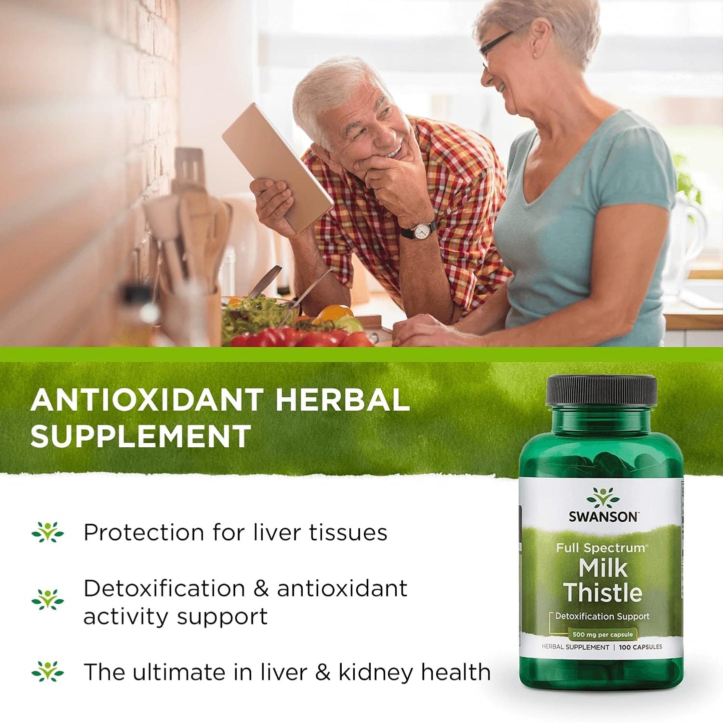 3-Pack Swanson Milk Thistle Capsules - Herbal Liver Support Supplement for Overall Health (100 Capsules, 500mg)