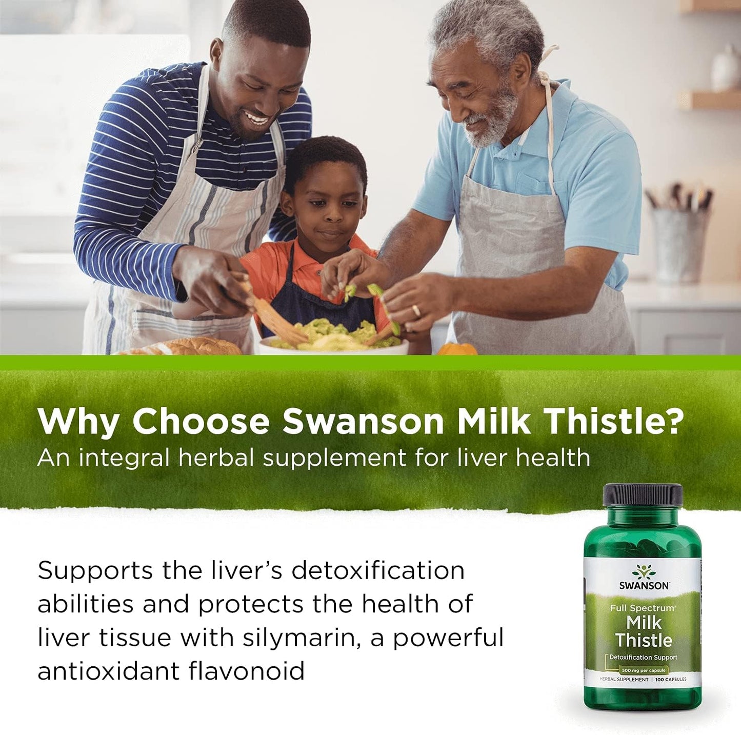3-Pack Swanson Milk Thistle Capsules - Herbal Liver Support Supplement for Overall Health (100 Capsules, 500mg)