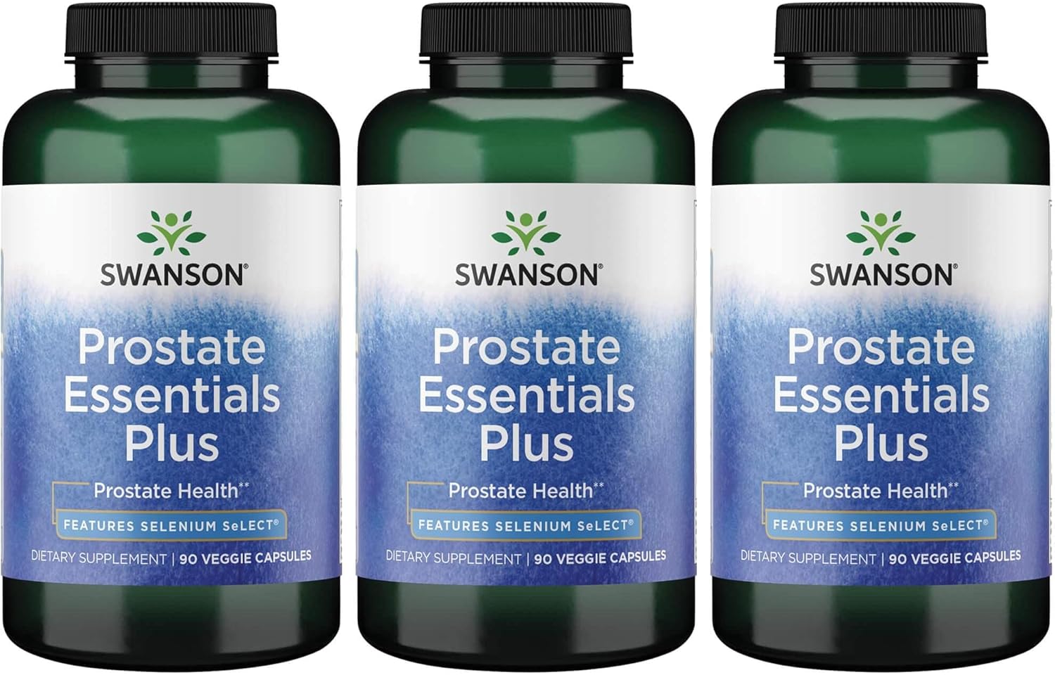 3 Pack Swanson Prostate Essentials Plus 90 Veg Capsules - Supports Prostate Health and Function, Promotes Urinary Tract Health, Natural Formula with Saw Palmetto and Zinc