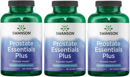 3 Pack Swanson Prostate Plus - Natural Supplement for Men Supporting Healthy Urinary Tract Function and Frequency - Promotes Overall Prostate Health (180 Veggie Capsules)