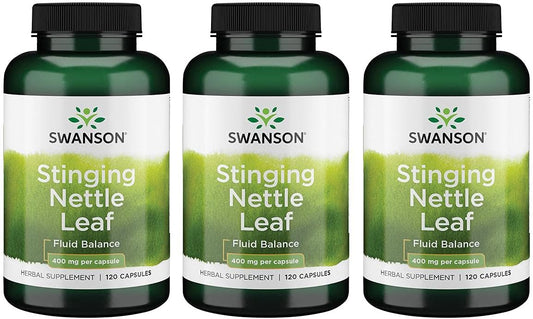 3 Pack Swanson Stinging Nettle Leaf Capsules - Supports Urinary Tract & Respiratory Health - Promotes Healthy Fluid Balance - Herbal Supplement