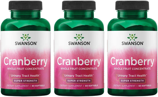 3 Pack Swanson Super Strength Cranberry Whole Fruit Concentrate 420mg 60 Softgels - Antioxidant Support Supplement