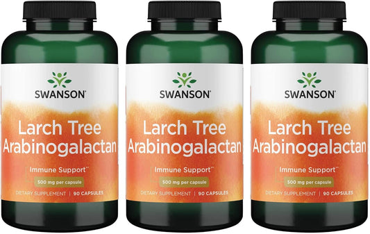 3 Pack Swanson Ultra Larch Tree Arabinogalactan Capsules - 500mg, 90 Count - Immune Support Supplement