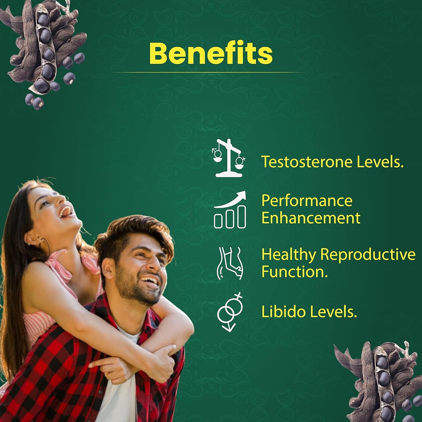 3 Pack VEDIKROOTS Kaunch Beej Powder for Enhanced Strength and Stamina - 100Gm Each