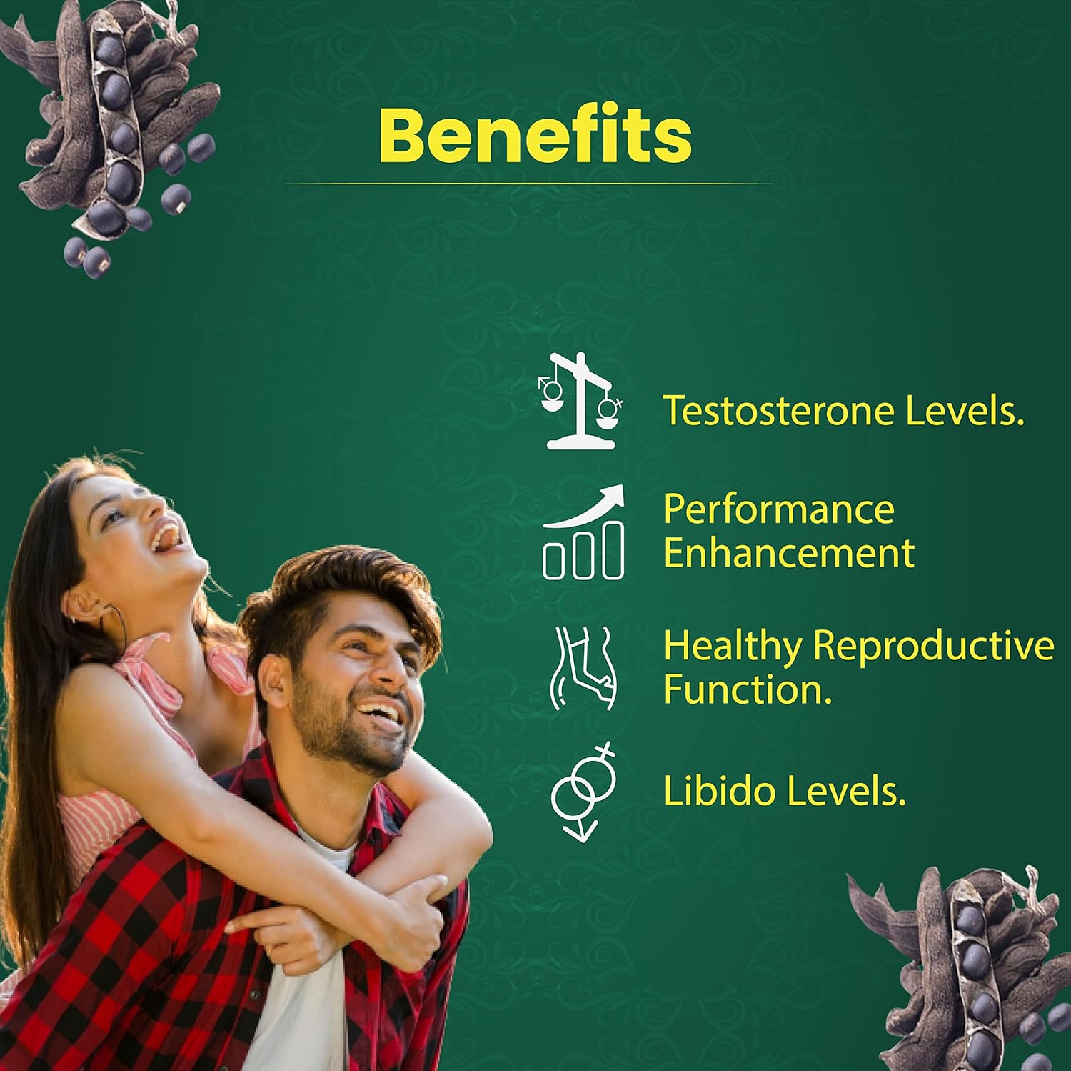 3 Pack VEDIKROOTS Kaunch Beej Powder for Enhanced Strength and Stamina - 100Gm Each