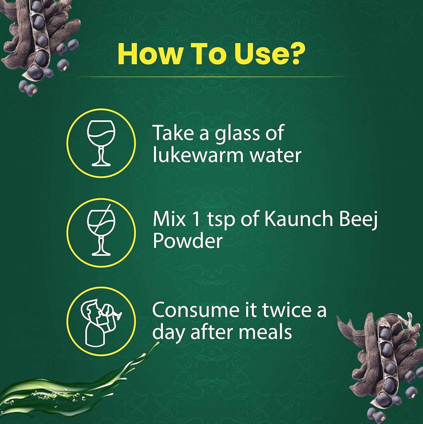 3 Pack VEDIKROOTS Kaunch Beej Powder for Enhanced Strength and Stamina - 100Gm Each