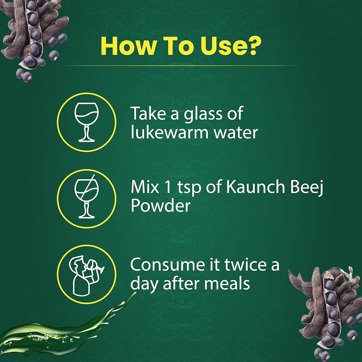 3 Pack VEDIKROOTS Kaunch Beej Powder for Enhanced Strength and Stamina - 100Gm Each