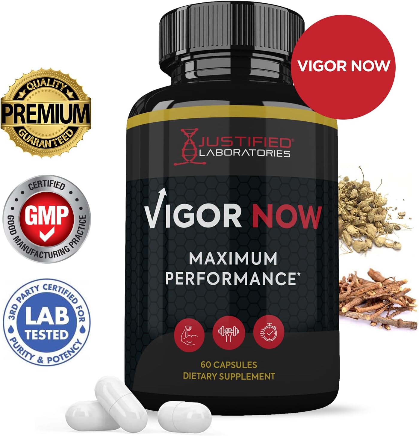 3-Pack Vigor Now Max 1600MG Advanced Men's Health Formula by Justified Laboratories - 180 Capsules