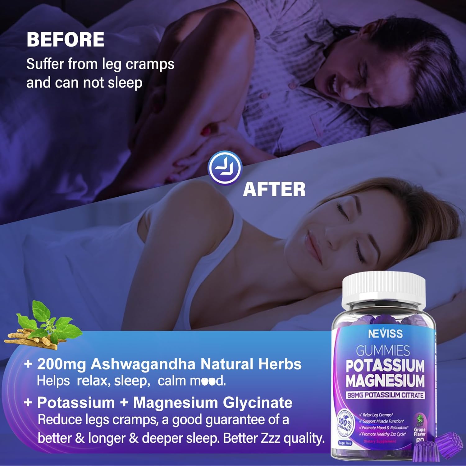 3-Pack Vitamin ADK with B12 and Potassium Magnesium Gummies for Immune Support