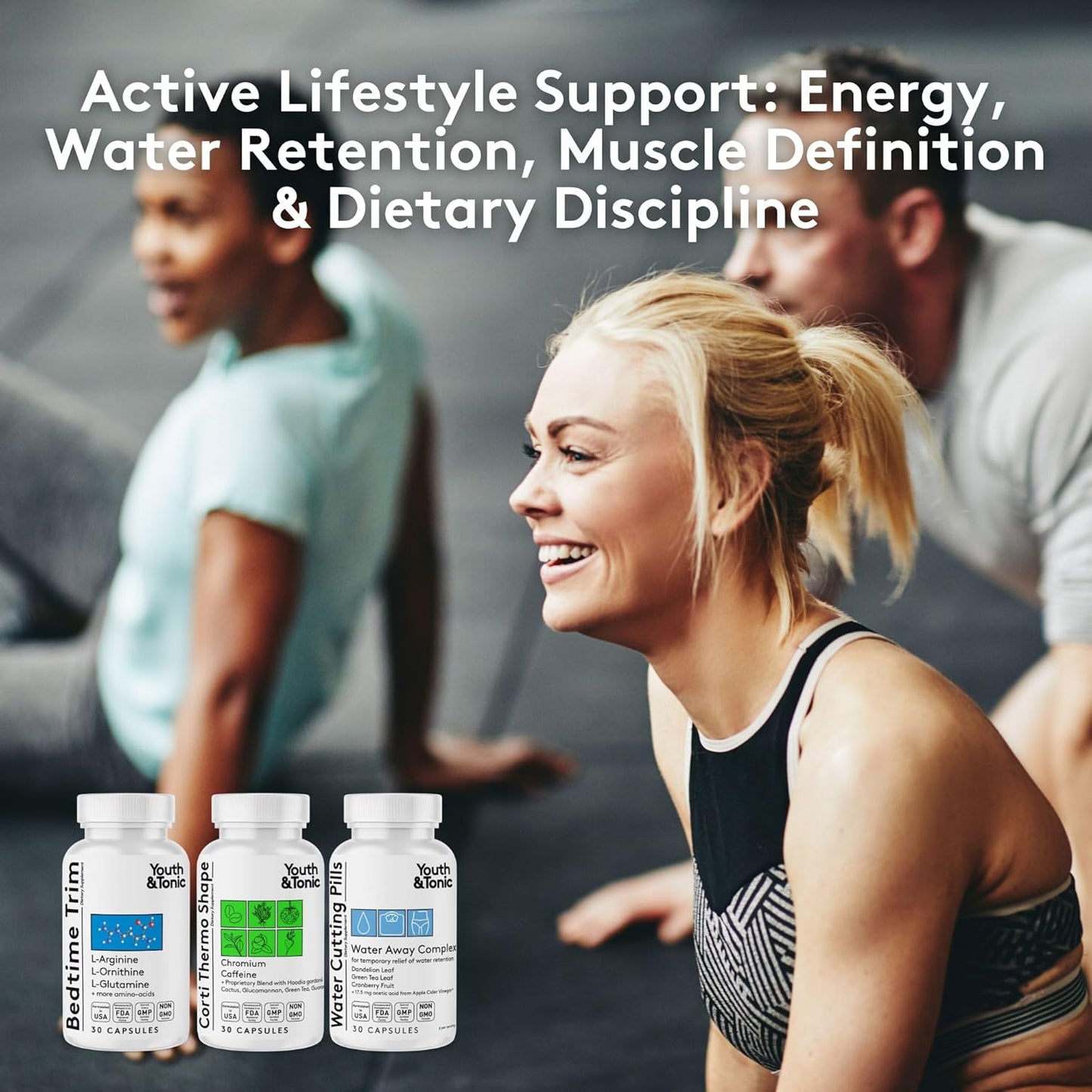 3-Pack Youth & Tonic Shred Sculpt Lean Diet Pills for Metabolism, Energy, Cravings, Water Retention, Belly Bloating - Women & Men