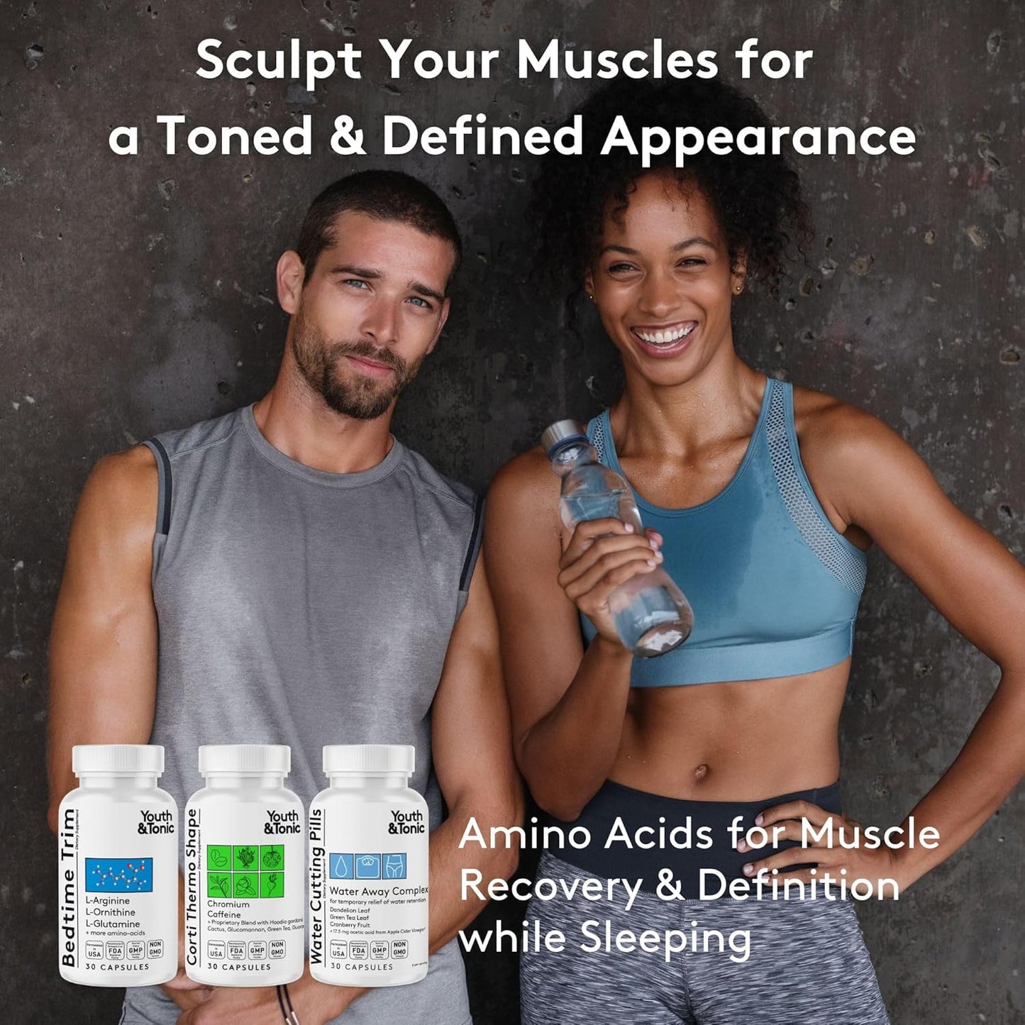 3-Pack Youth & Tonic Shred Sculpt Lean Diet Pills for Metabolism, Energy, Cravings, Water Retention, Belly Bloating - Women & Men