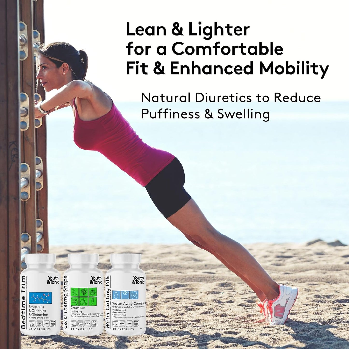 3-Pack Youth & Tonic Shred Sculpt Lean Diet Pills for Metabolism, Energy, Cravings, Water Retention, Belly Bloating - Women & Men