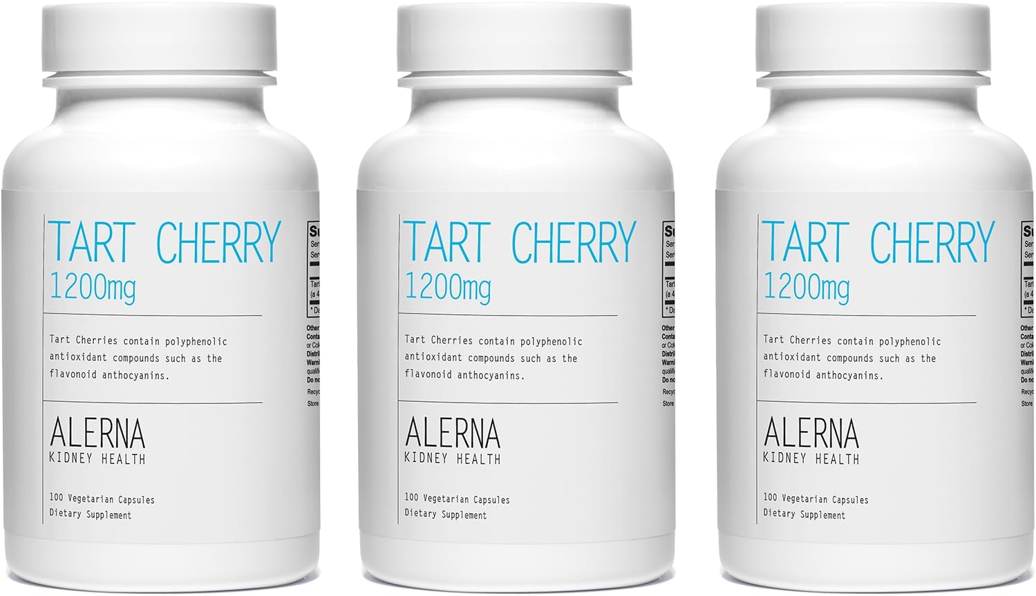 3 Packs Alerna Kidney Health Tart Cherry Extract 1200mg - 100 Capsules Each - Joint Support, Gluten-Free, Non-GMO