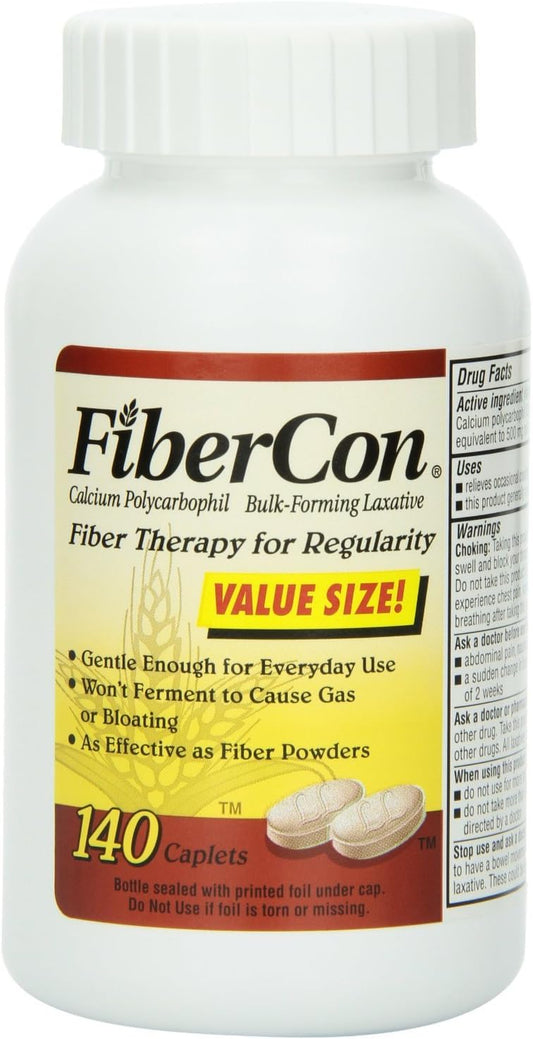 3 Packs of FiberCon Fiber Therapy Caplets for Regularity - Total of 140 Caplets