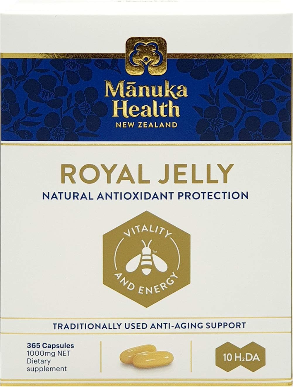 3 Packs of Manuka Health 10HDA Royal Jelly 1000mg Capsules - Pure New Zealand Royal Jelly for Immune System & Skin Health