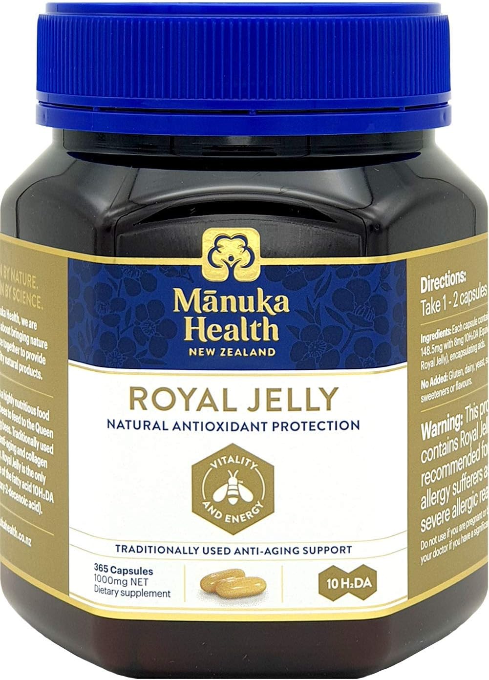 3 Packs of Manuka Health 10HDA Royal Jelly 1000mg Capsules - Pure New Zealand Royal Jelly for Immune System & Skin Health